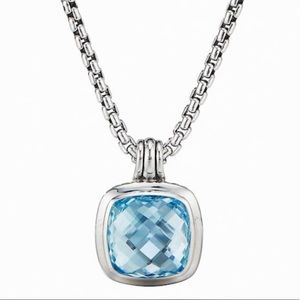 David Yurman Silver Necklace with Blue Pendant